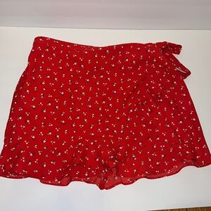 Red Flower Skort